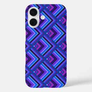 Blue and purple stripes scale pattern iPhone 16 case