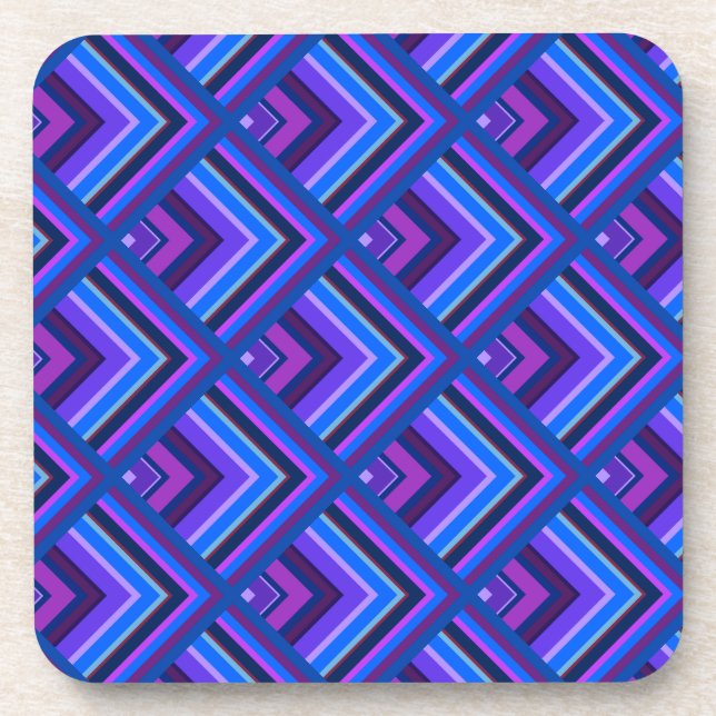 Blue and purple stripes scale pattern coaster (Front)