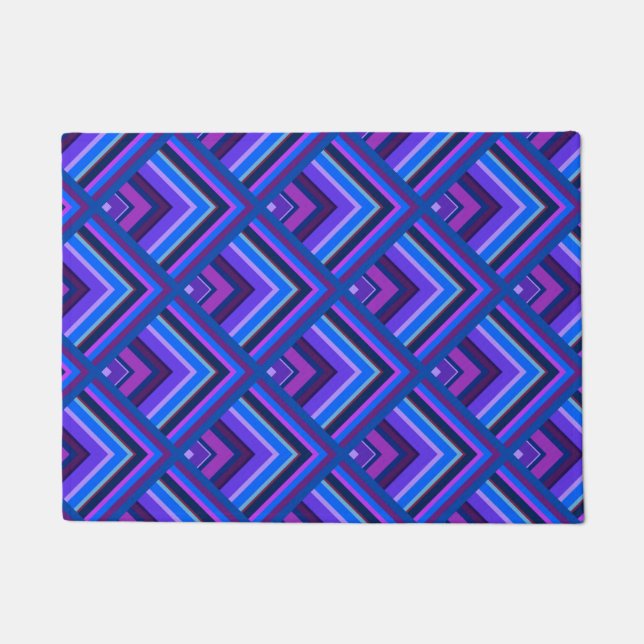 Blue and purple stripes scale pattern doormat (Front)