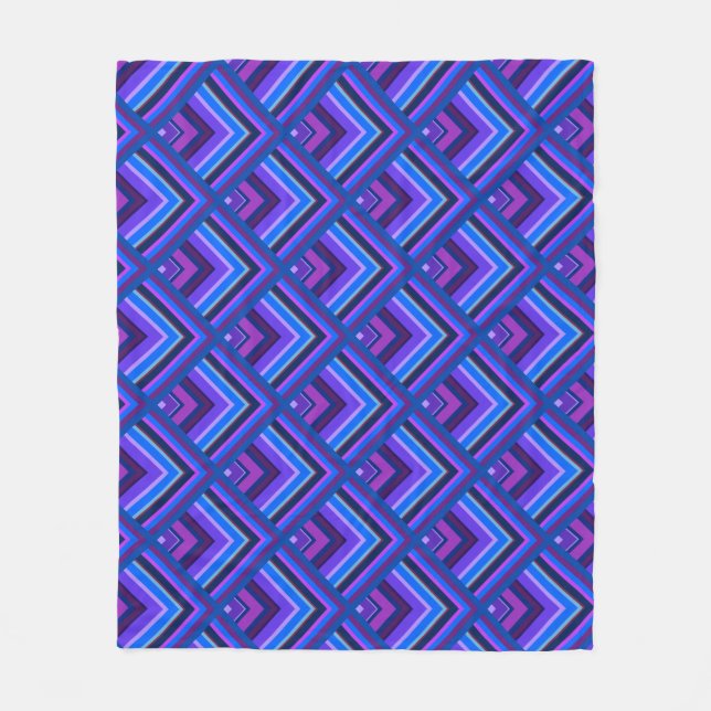 Blue and purple stripes scale pattern fleece blanket (Front)