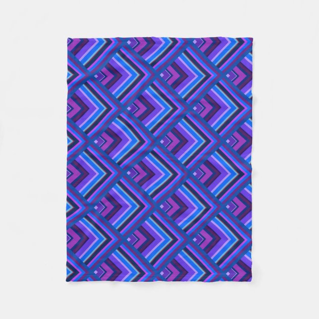 Blue and purple stripes scale pattern fleece blanket (Front)