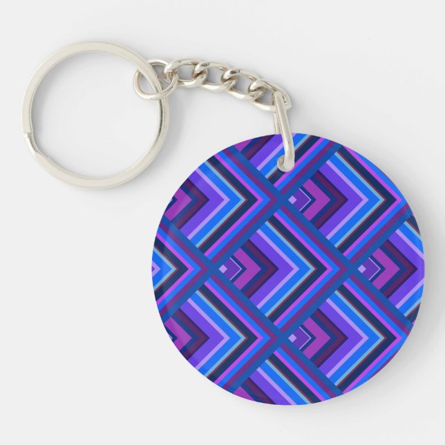 Blue and purple stripes scale pattern key ring (Front)