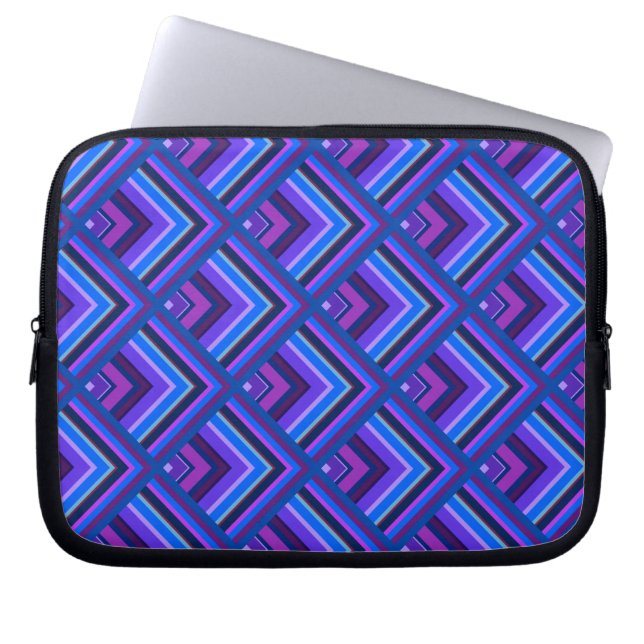 Blue and purple stripes scale pattern laptop sleeve (Front)