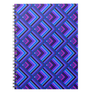 Blue and purple stripes scale pattern notebook