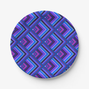 Blue and purple stripes scale pattern paper plate