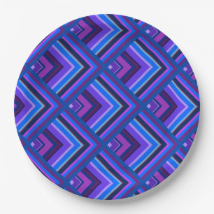Blue and purple stripes scale pattern paper plate