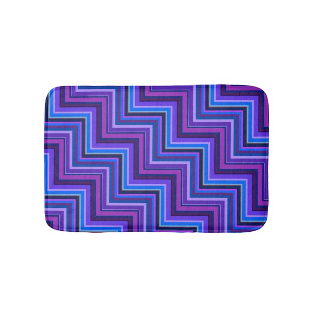 Blue and purple stripes stairs bath mat (Front)