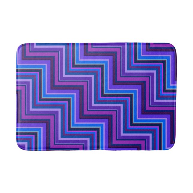 Blue and purple stripes stairs bath mat (Front)