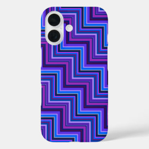 Blue and purple stripes stairs iPhone 16 case