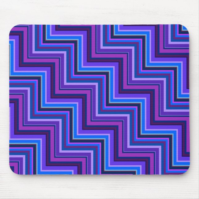 Blue and purple stripes stairs mouse mat (Front)