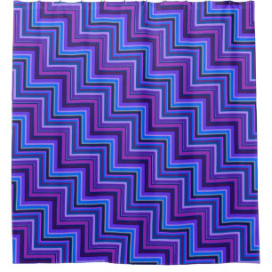 Blue and purple stripes stairs shower curtain