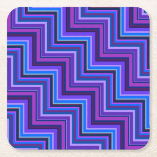 Blue and purple stripes stairs square paper coaster