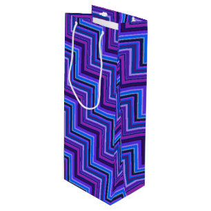 Blue and purple stripes stairs wine gift bag