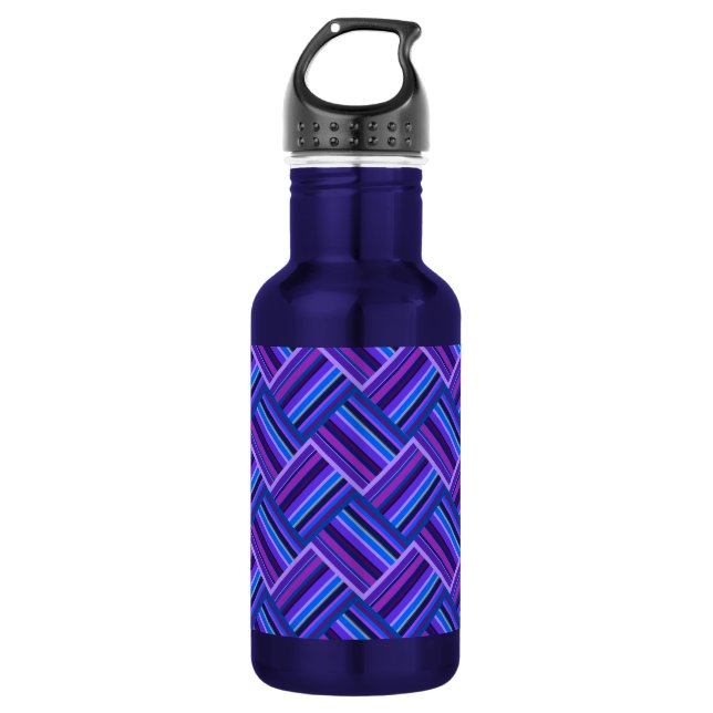 Blue and purple stripes weave 532 ml water bottle (Front)