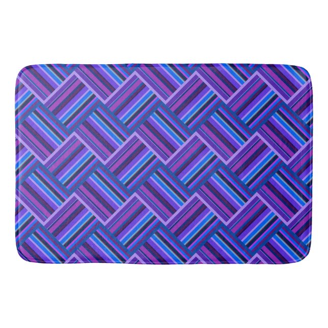 Blue and purple stripes weave bath mat (Front)