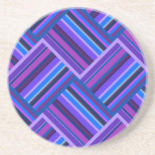Blue and purple stripes weave coaster