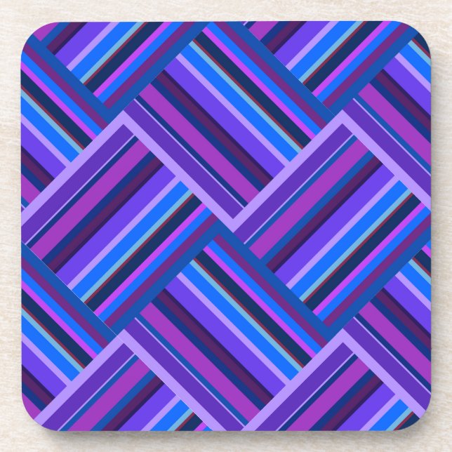 Blue and purple stripes weave coaster (Front)