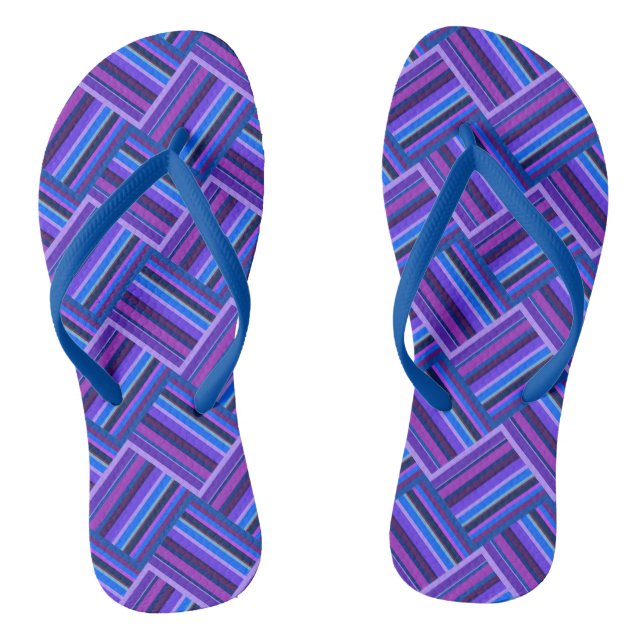 Blue and purple stripes weave flip flops (Footbed)