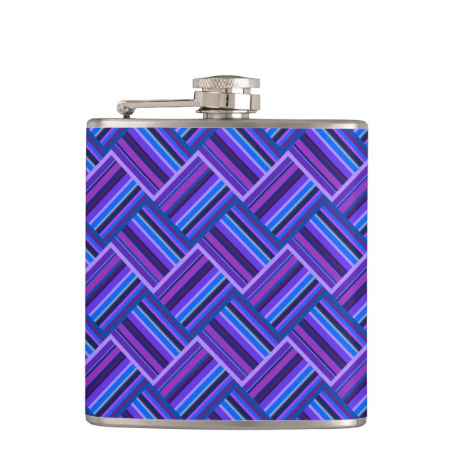 Blue and purple stripes weave hip flask (Front)