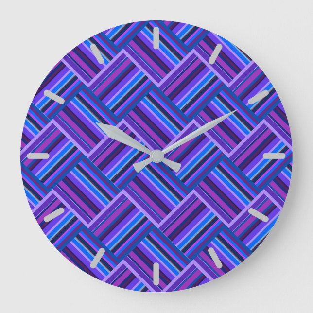 Blue and purple stripes weave large clock (Front)