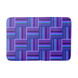 Blue and purple stripes weave pattern bath mat