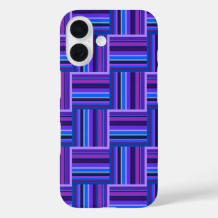 Blue and purple stripes weave pattern iPhone 16 case