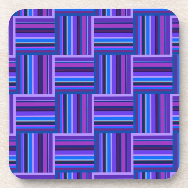 Blue and purple stripes weave pattern coaster (Front)
