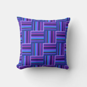 Blue and purple stripes weave pattern cushion