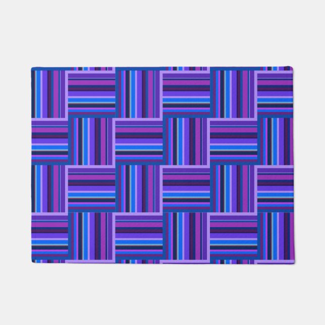 Blue and purple stripes weave pattern doormat (Front)