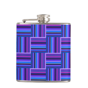 Blue and purple stripes weave pattern hip flask
