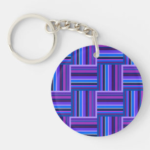 Blue and purple stripes weave pattern key ring