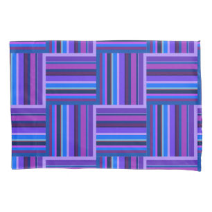 Blue and purple stripes weave pattern pillowcase