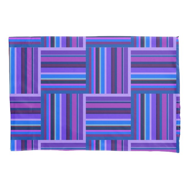 Blue and purple stripes weave pattern pillowcase (Front)
