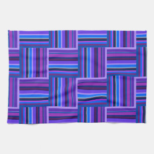 Blue and purple stripes weave pattern tea towel