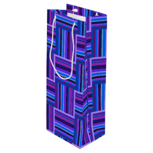 Blue and purple stripes weave pattern wine gift bag