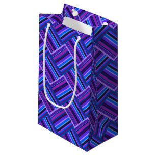 Blue and purple stripes weave small gift bag