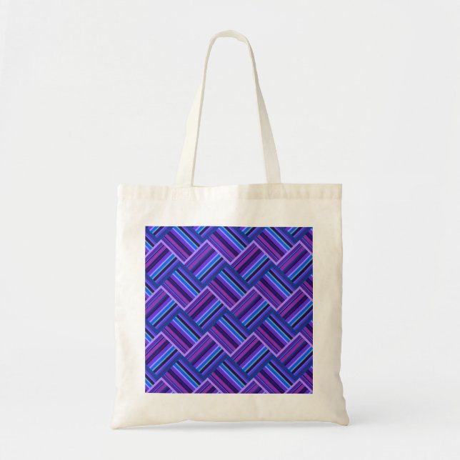 Blue and purple stripes weave tote bag (Front)
