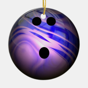 Blue and Purple Swirl Bowling Ball Ceramic Tree Decoration
