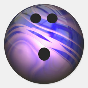 Blue and Purple Swirl Bowling Ball Classic Round Sticker