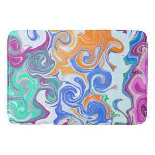 Blue and Purple Swirls Abstract    Bath Mat