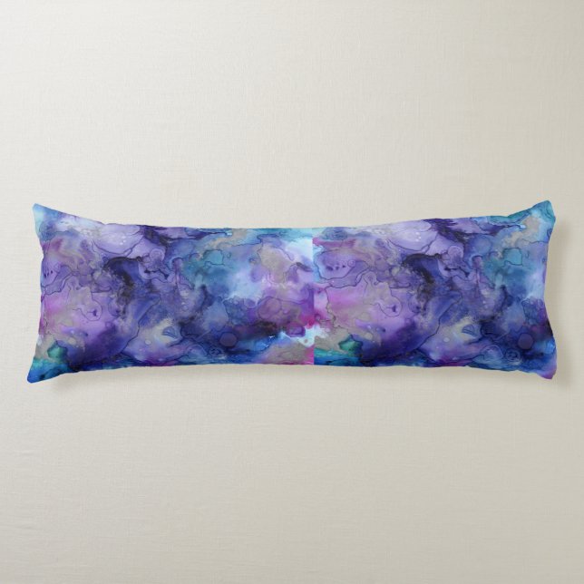 Blue and Purple Tie dye look Body Cushion (Front)