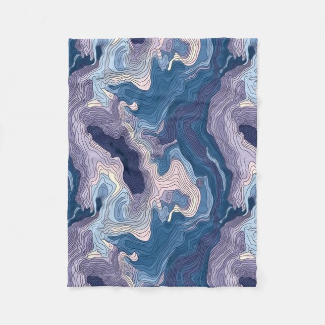 Blue and Purple Topography Fleece Blanket (Front)