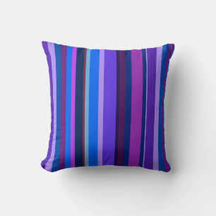 Blue and purple vertical stripes cushion