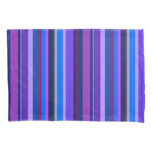 Blue and purple vertical stripes pillowcase