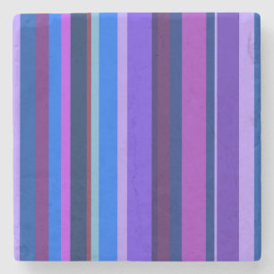 Blue and purple vertical stripes stone coaster