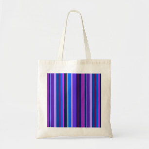 Blue and purple vertical stripes tote bag