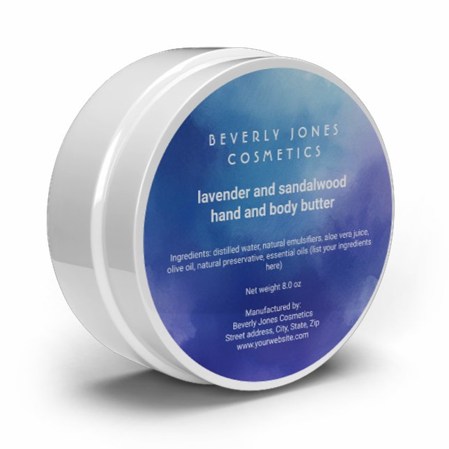 Blue and Purple watercolor cosmetics jar label (Creator Uploaded)