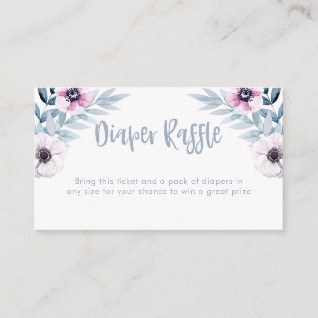 Blue and purple watercolor Diaper Raffle ticket Enclosure Card (Front)