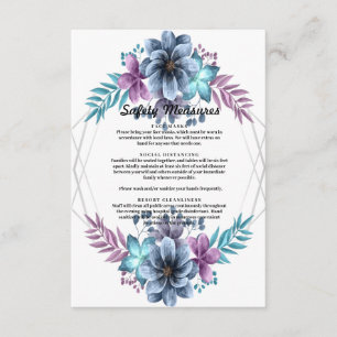 Blue And Purple Watercolor Floral Safety Measures Enclosure Card