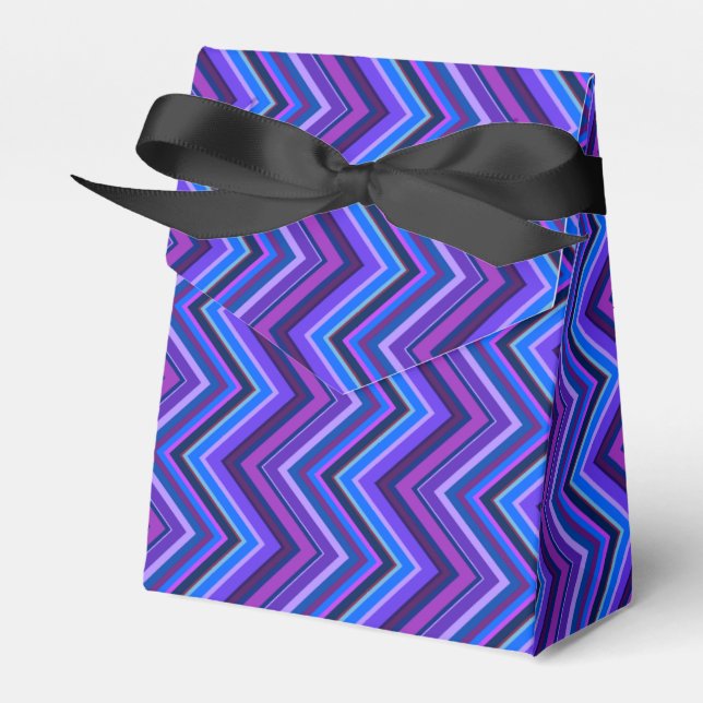 Blue and purple zigzag stripes favour box (Front Side)